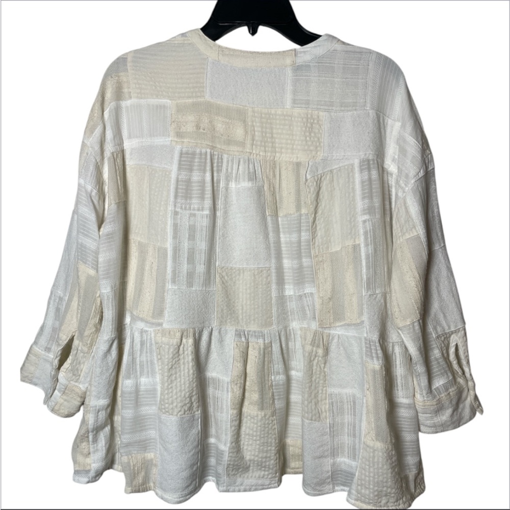 Anthro Maeve Patchwork Boho Blouse Button Swing C… - image 2